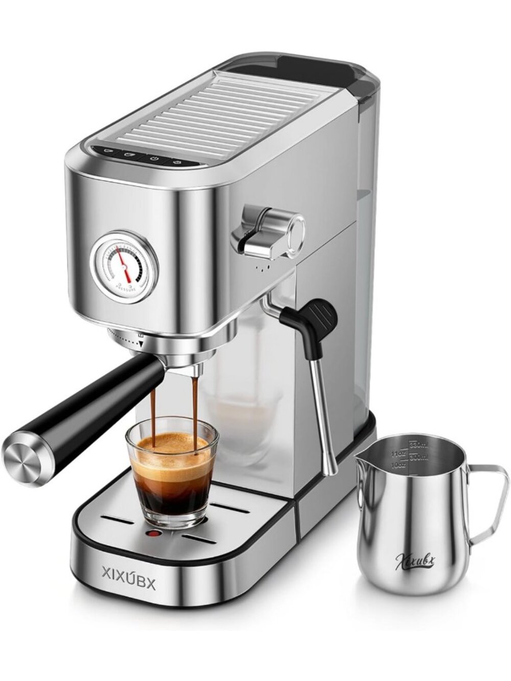 Espresso Machine with Milk Frother for Cappuccino & Latte - Silver Kitchen